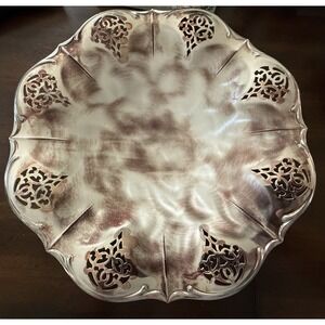 VTG Caravelle 218 Silverplate Pierced Footed Bowl 10" Hoka W. Germany READ DESC